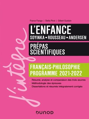 cover image of L'enfance--Prépas scientifiques Français-Philosophie--2021-2022